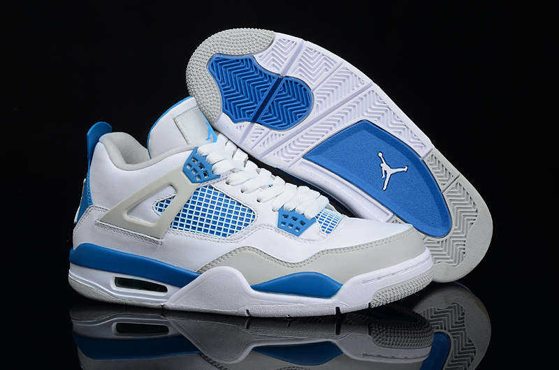 Air Jordan 4 Men Shoes White/Deepskyblue Online